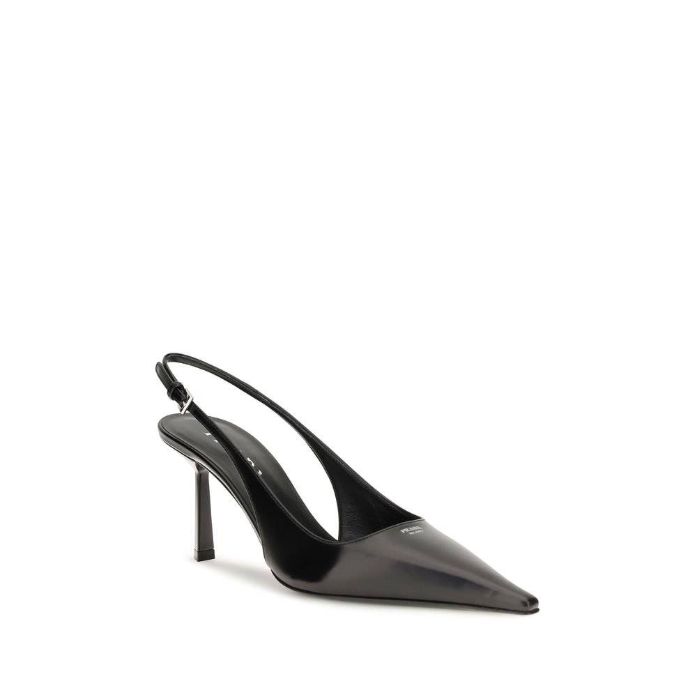 Prada Black Calf Leather Bos Taurus High Heel Pumps - Image 2