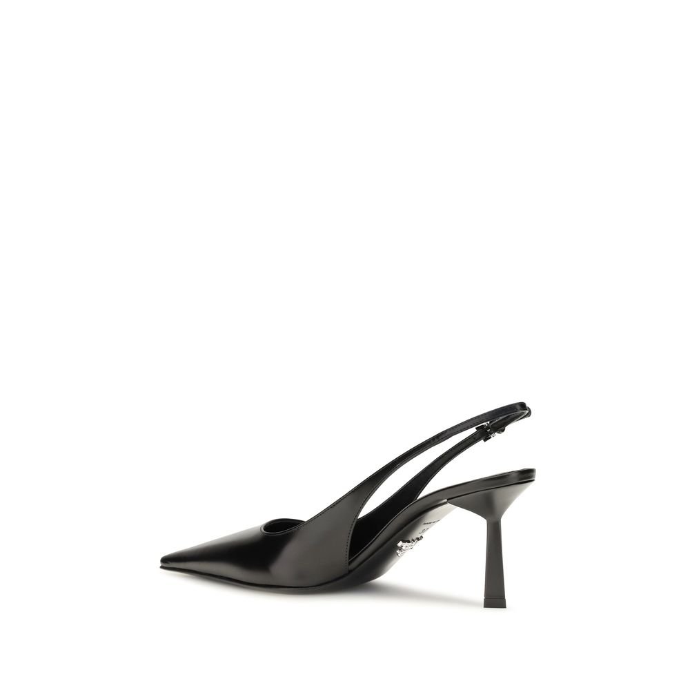 Prada Black Calf Leather Bos Taurus High Heel Pumps - Image 3