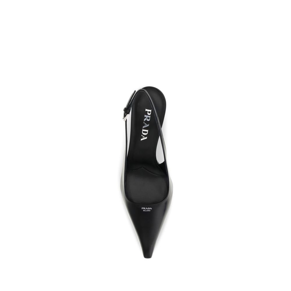 Prada Black Calf Leather Bos Taurus High Heel Pumps - Image 4