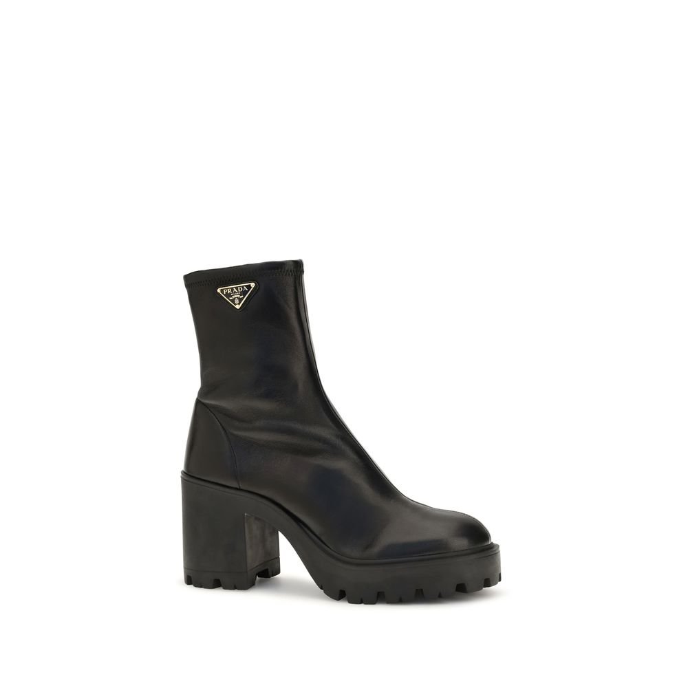 Prada Black Calf Leather Bos Taurus Ankle Boots - Image 2