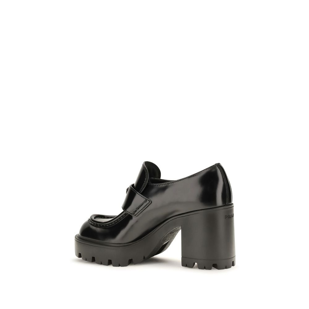 Prada Black Calf Leather Bos Taurus Platform Loafers - Image 3