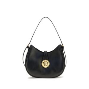 Versace Black Calf Leather Bos Taurus Shoulder Bag