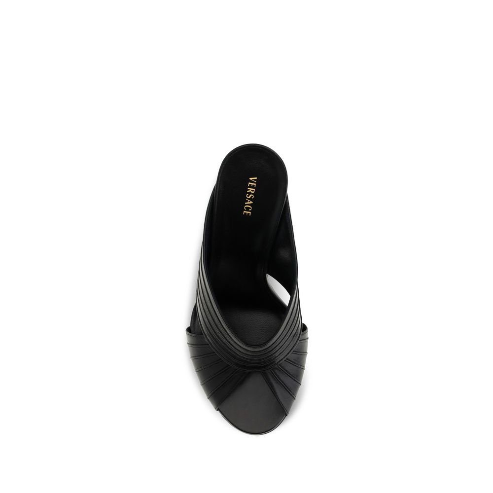 Versace Black Lamb Ovis Aries Mules - Image 4