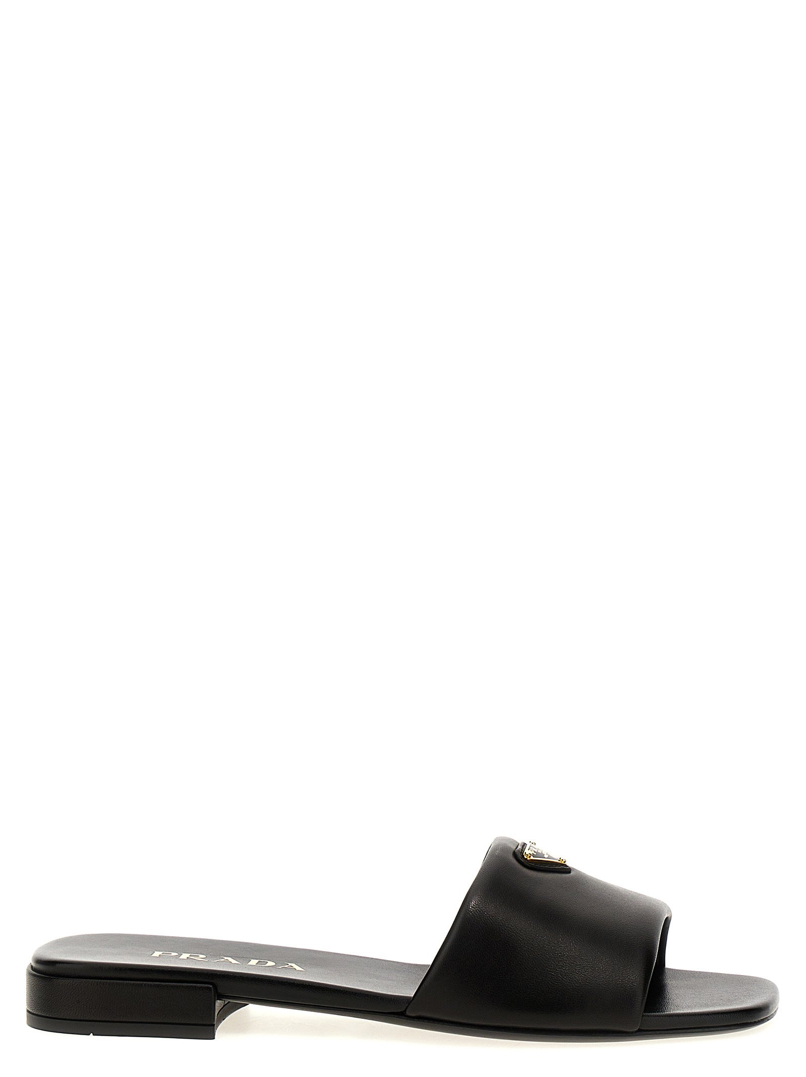 Prada Black Lamb Leather Slides