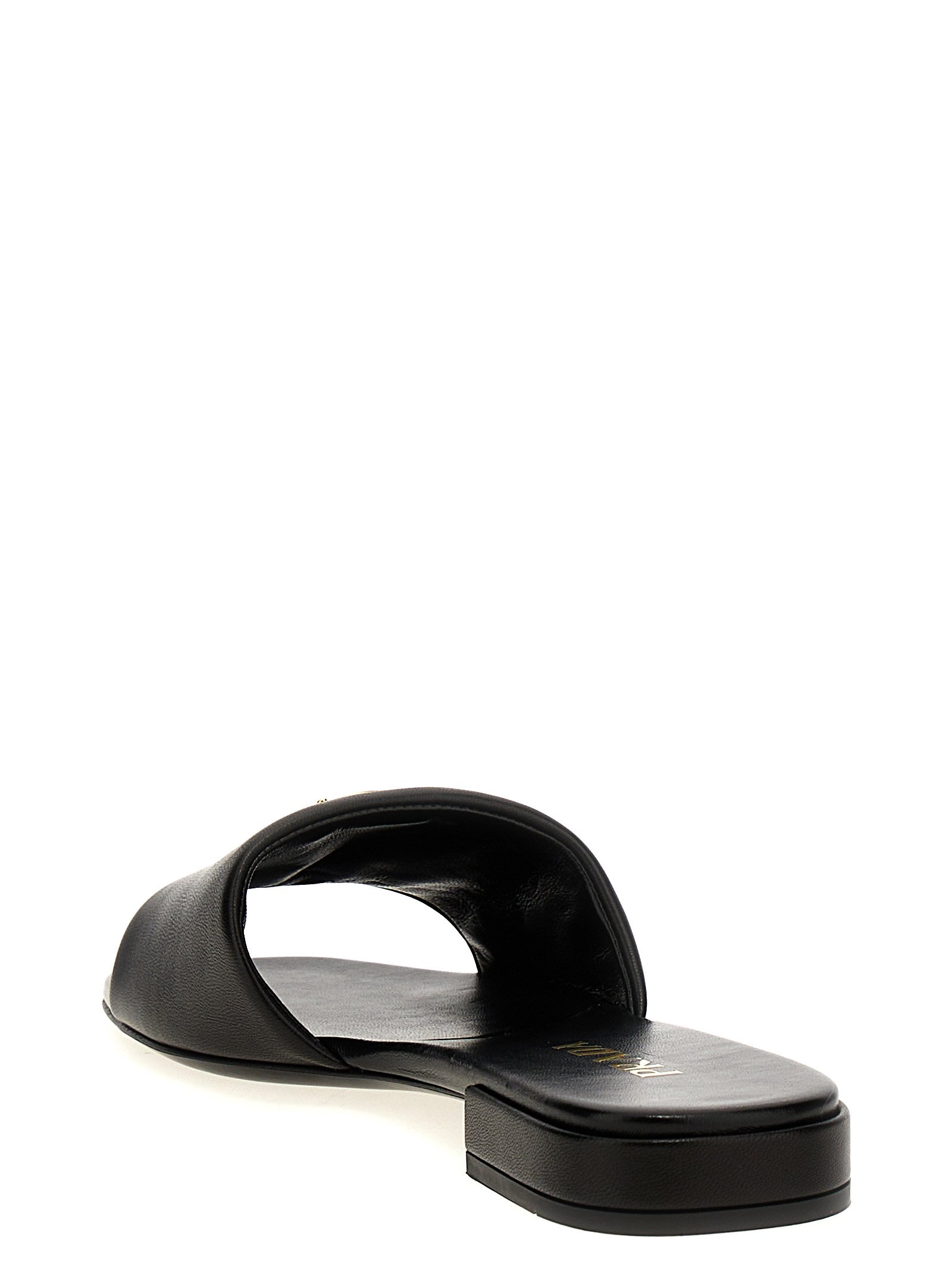 Prada Black Lamb Leather Slides - Image 3