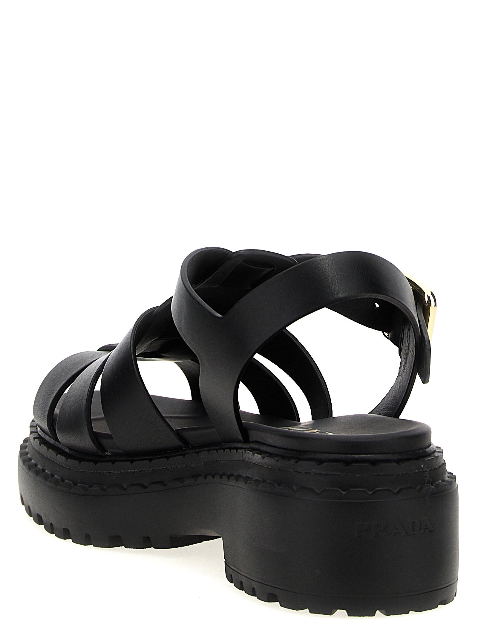 Prada Black Calfskin Flat Sandals - Image 3