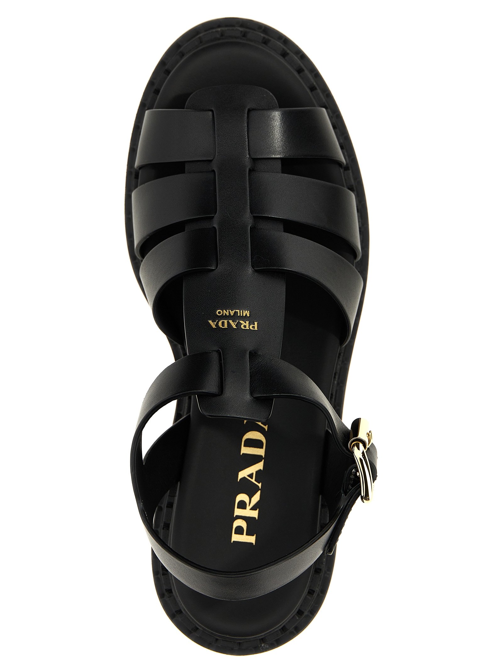 Prada Black Calfskin Flat Sandals - Image 4