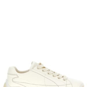Prada White Lamb Leather Low Top Sneakers