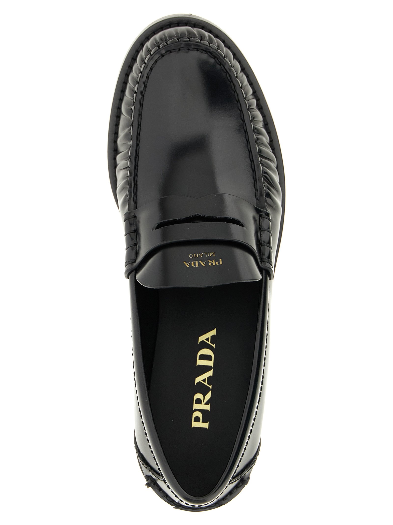 Prada Black Calfskin Slip-On Loafers - Image 4
