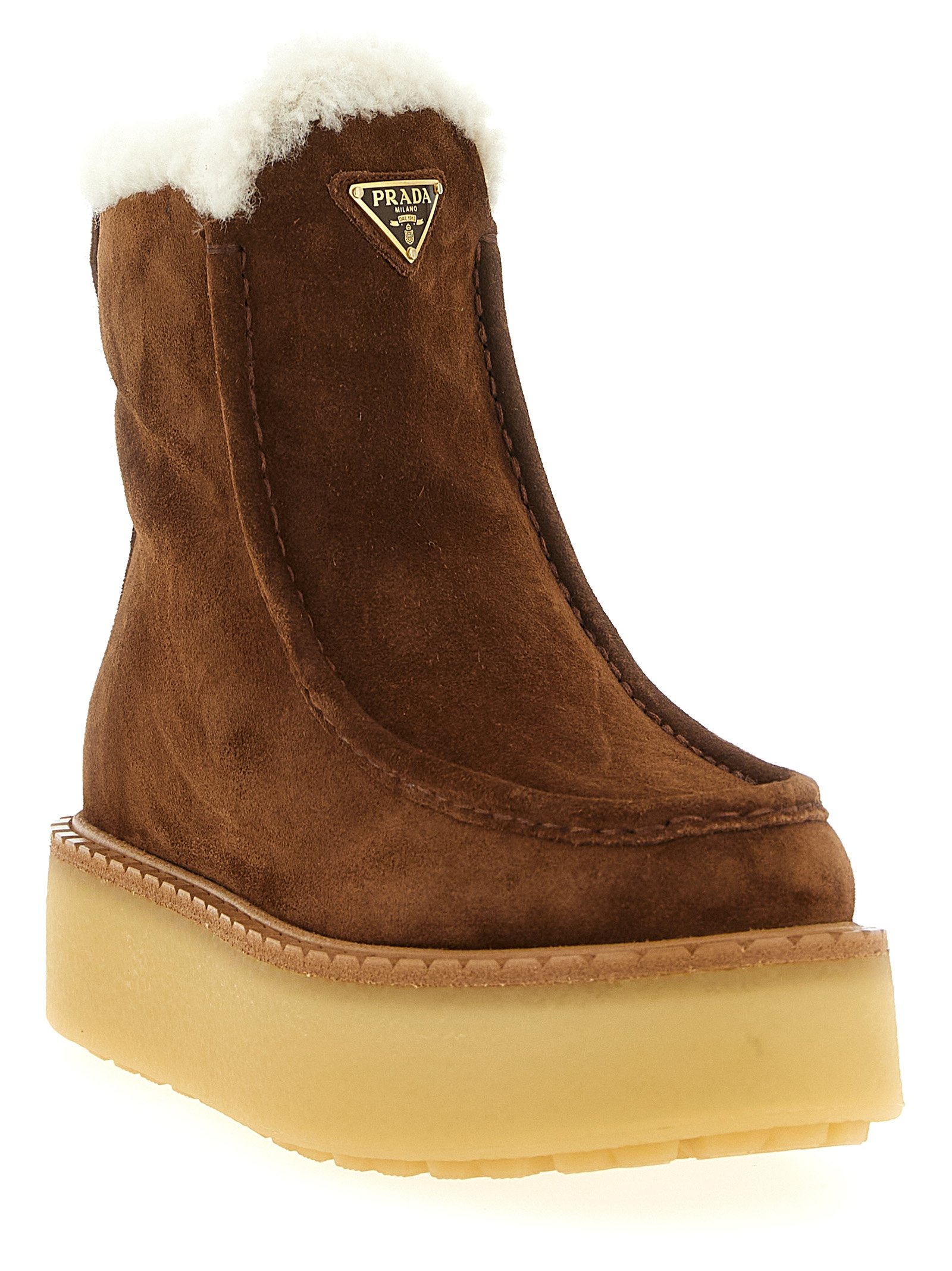 Prada Brown Calfskin Ankle Boots - Image 2