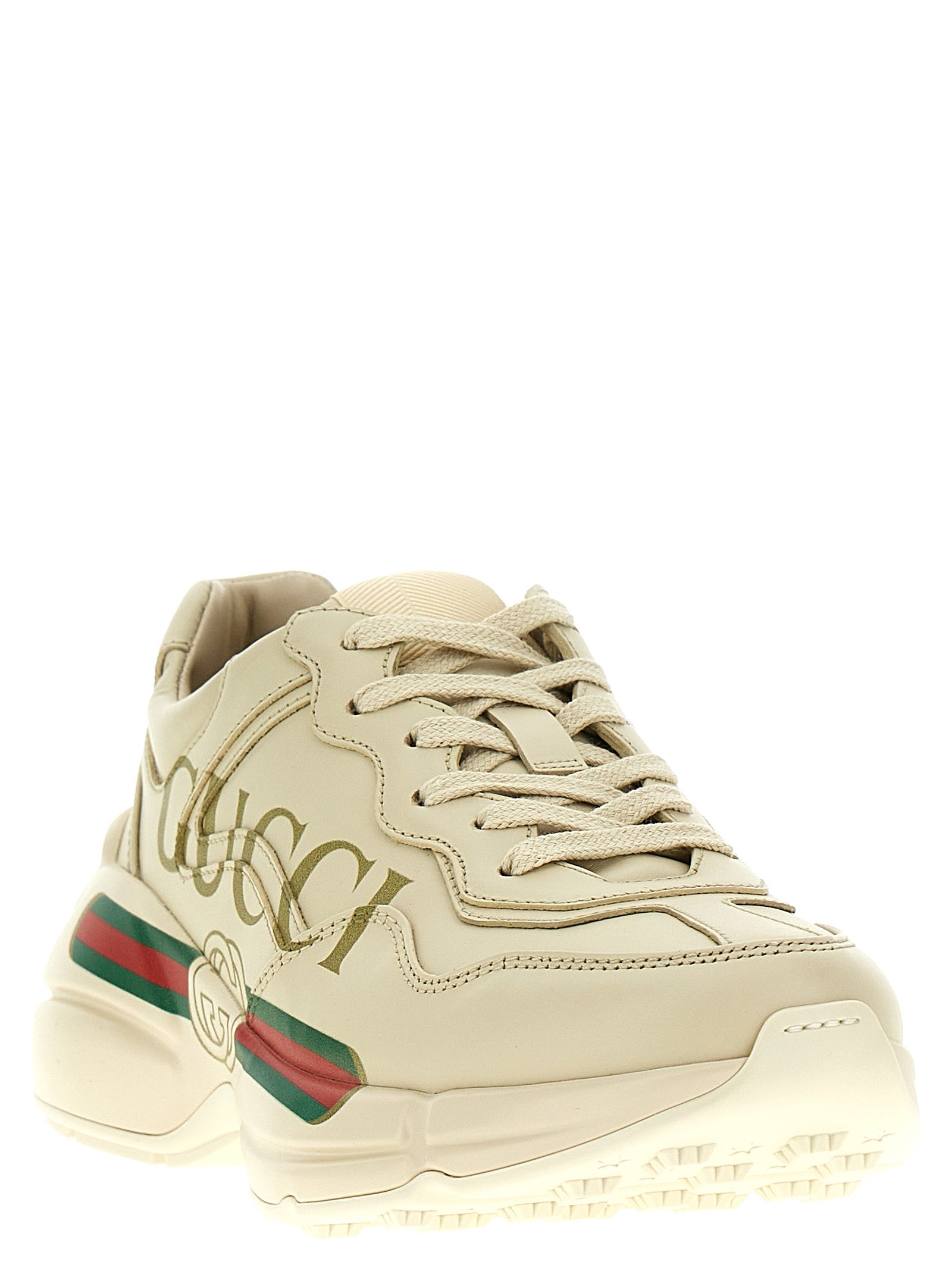 Gucci White Calfskin Chunky Sneakers - Image 2