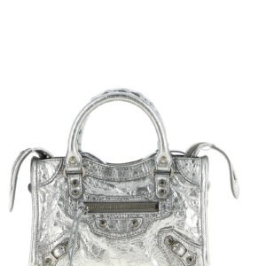 Balenciaga Silver Lamb Leather Crossbody Bag