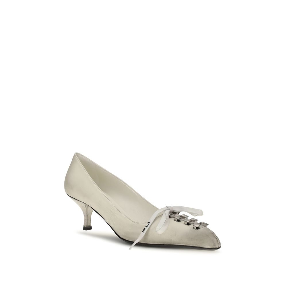 Prada White Calf Leather Bos Taurus Lace-Up - Image 2