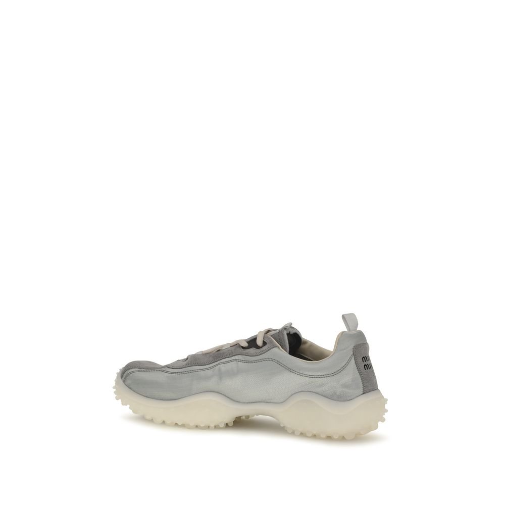 Miu Miu Gray Recycled Polyamide Chunky Sneakers - Image 3