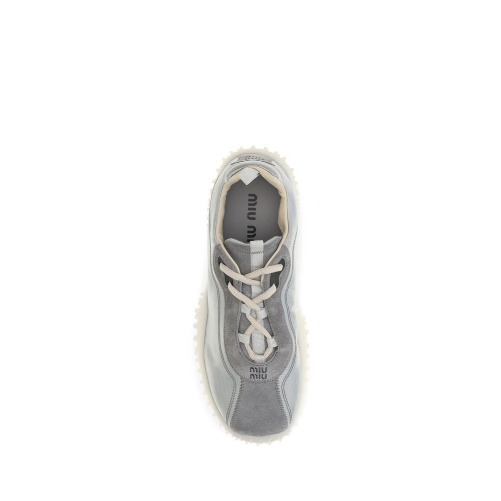 Miu Miu Gray Recycled Polyamide Chunky Sneakers - Image 4