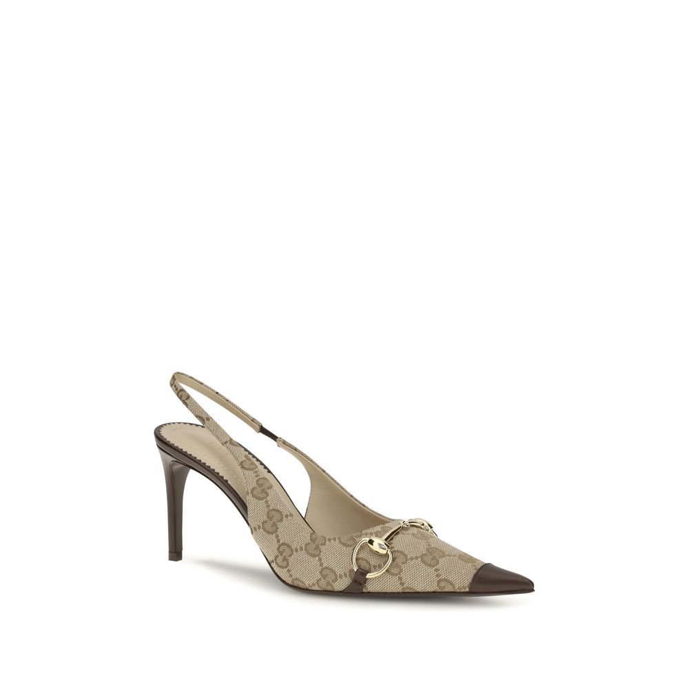 Gucci Beige Fabric High Heel Pumps - Image 2