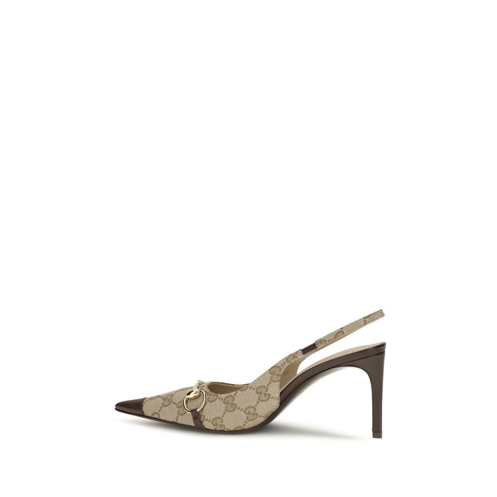 Gucci Beige Fabric High Heel Pumps - Image 3