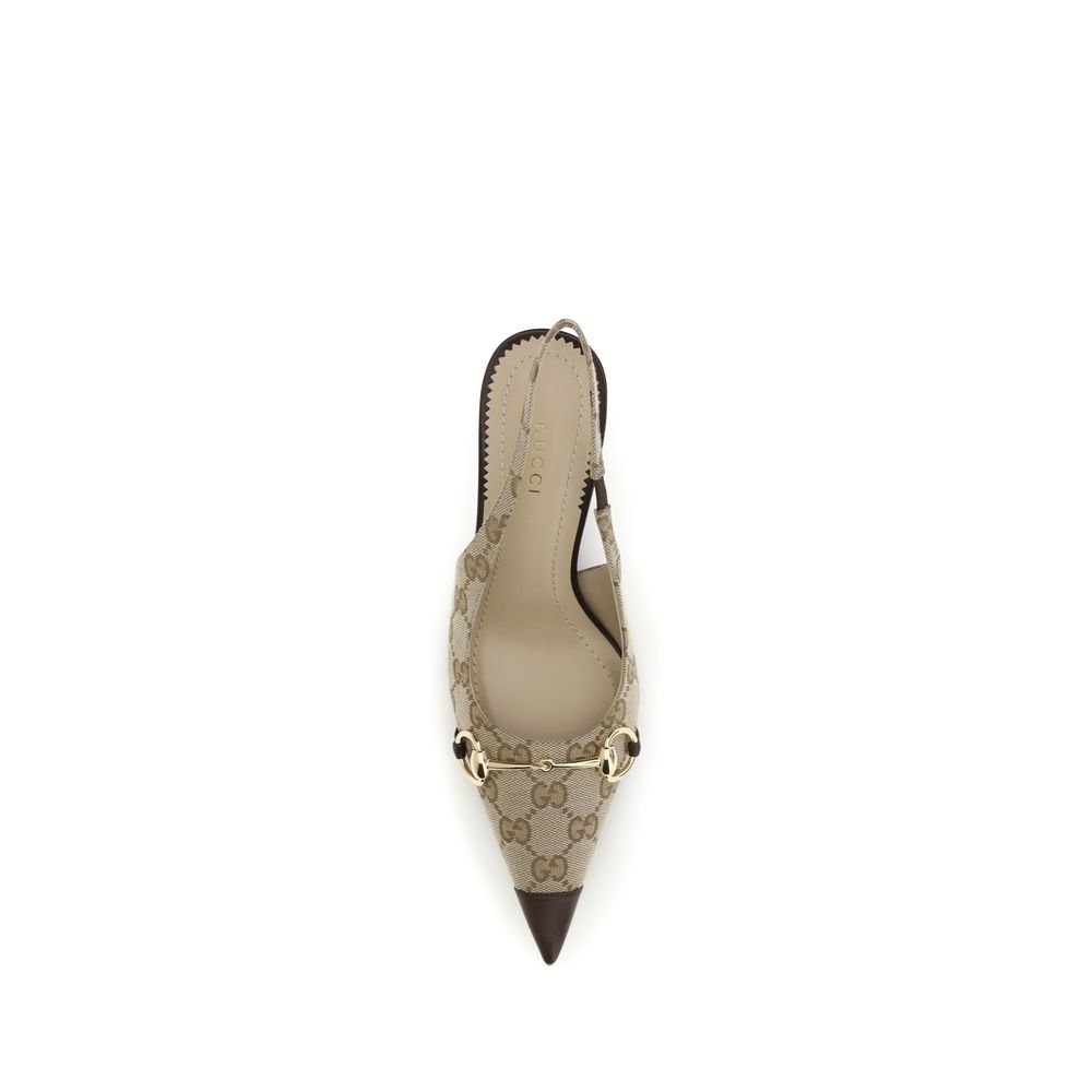 Gucci Beige Fabric High Heel Pumps - Image 4