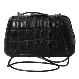 Balenciaga Black Exotic Skin Leather Shoulder Crossbody Box Clutch Bag