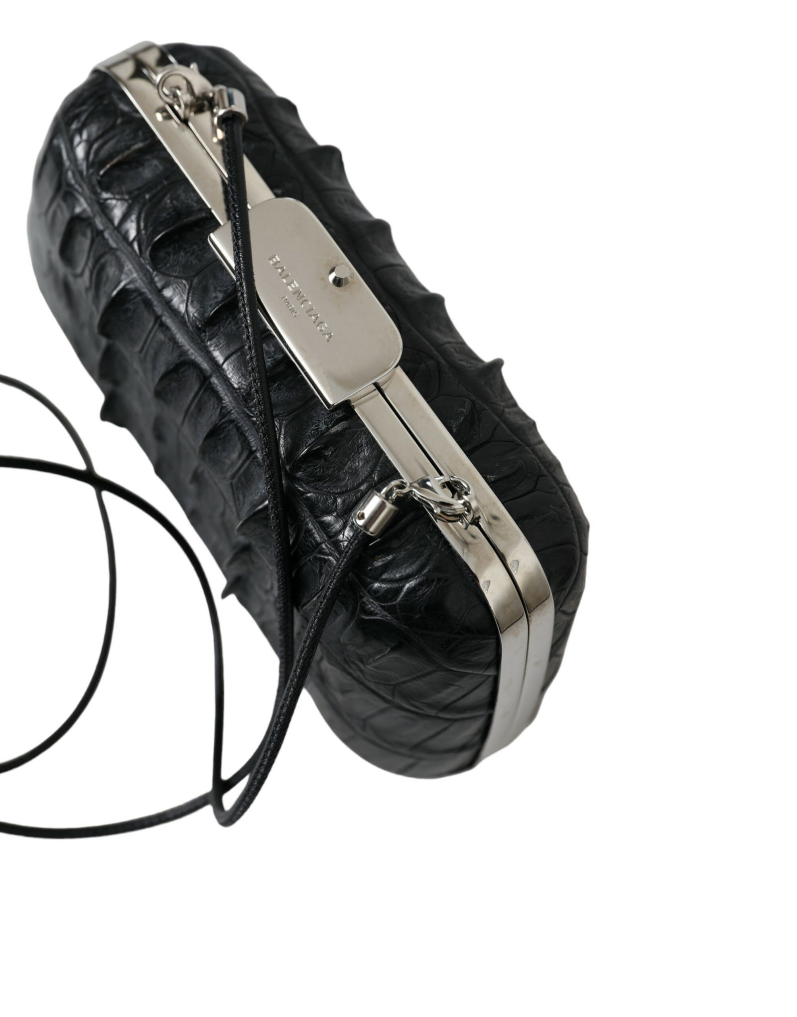 Balenciaga Black Exotic Skin Leather Shoulder Crossbody Box Clutch Bag - Image 2