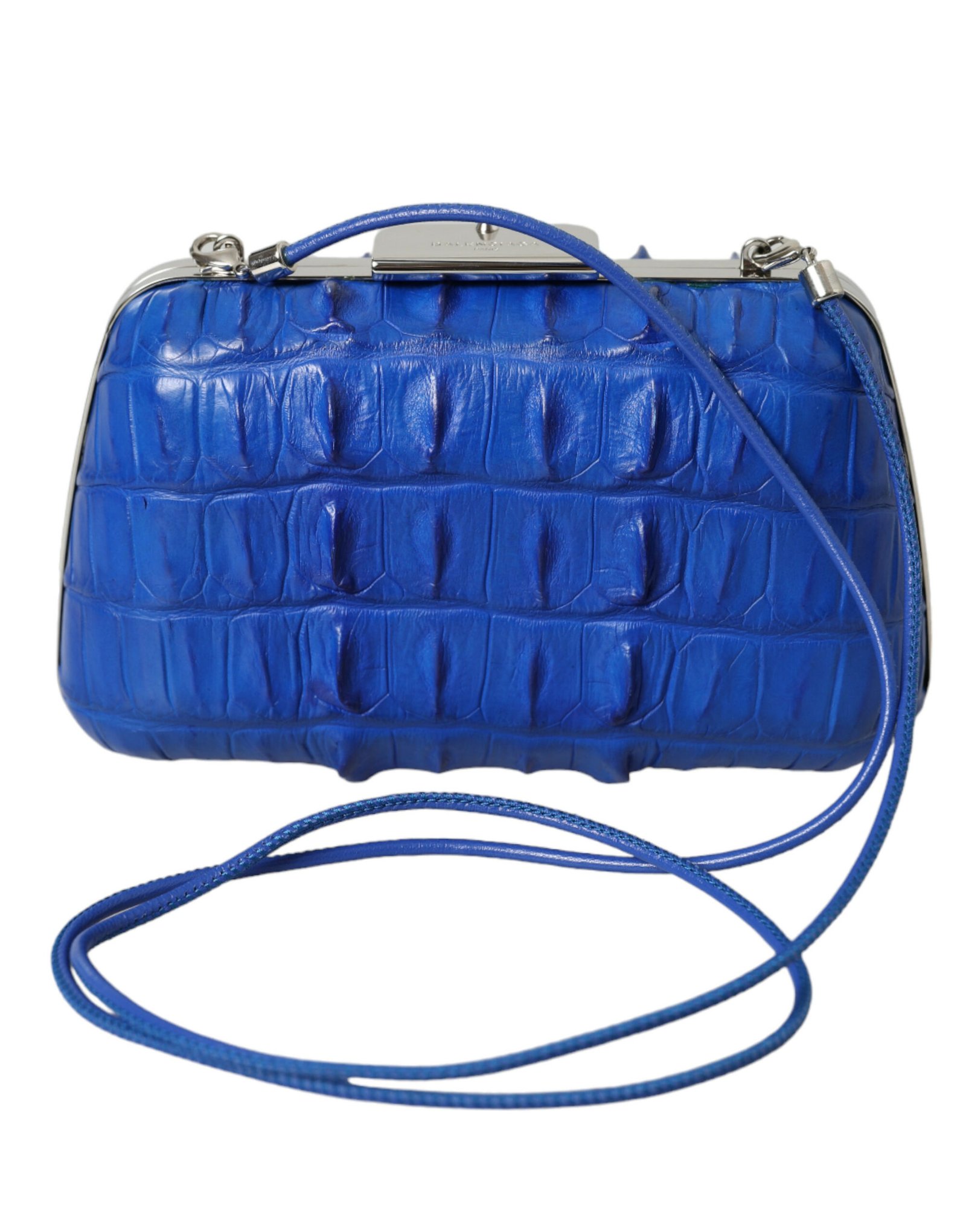 Balenciaga Blue Exotic Skin Leather Shoulder Crossbody Box Clutch Bag - Image 6