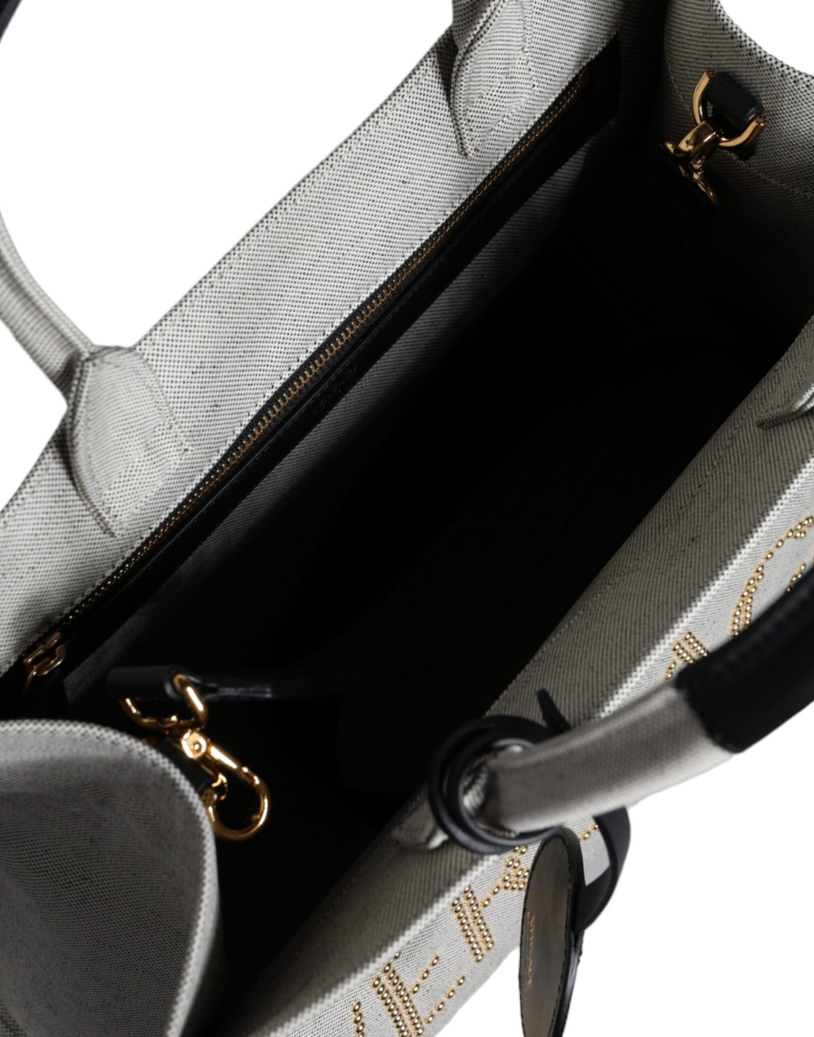 Versace White Top Handle Canvas Leather Logo Crossbody Tote Bag - Image 5