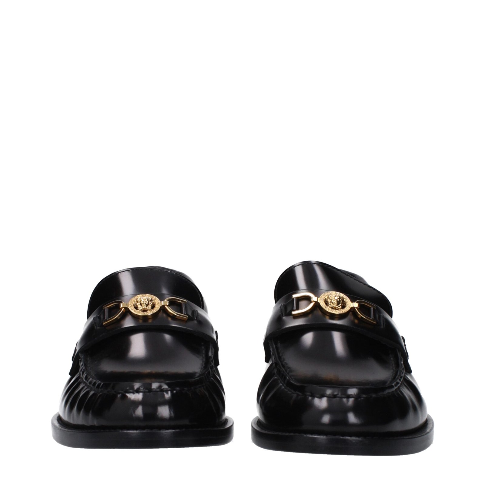 Versace Black Leather Slip-On Loafers - Image 3