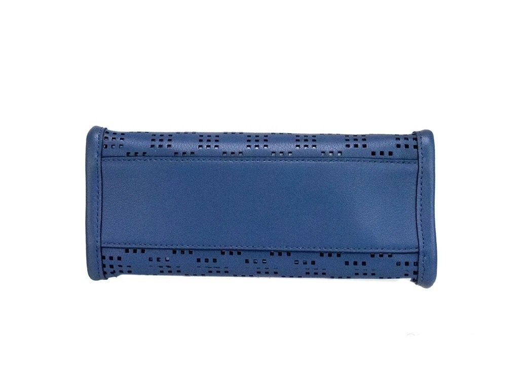 Marc Jacobs Mini Grind Blue Sea Perforated Leather Crossbody Tote Bag Purse - Image 4