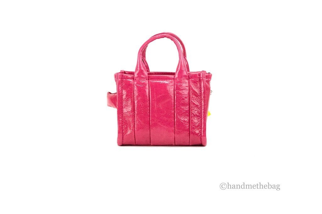 Marc Jacobs The Shiny Crinkle Micro Tote Magenta Leather Crossbody Bag Handbag - Image 2