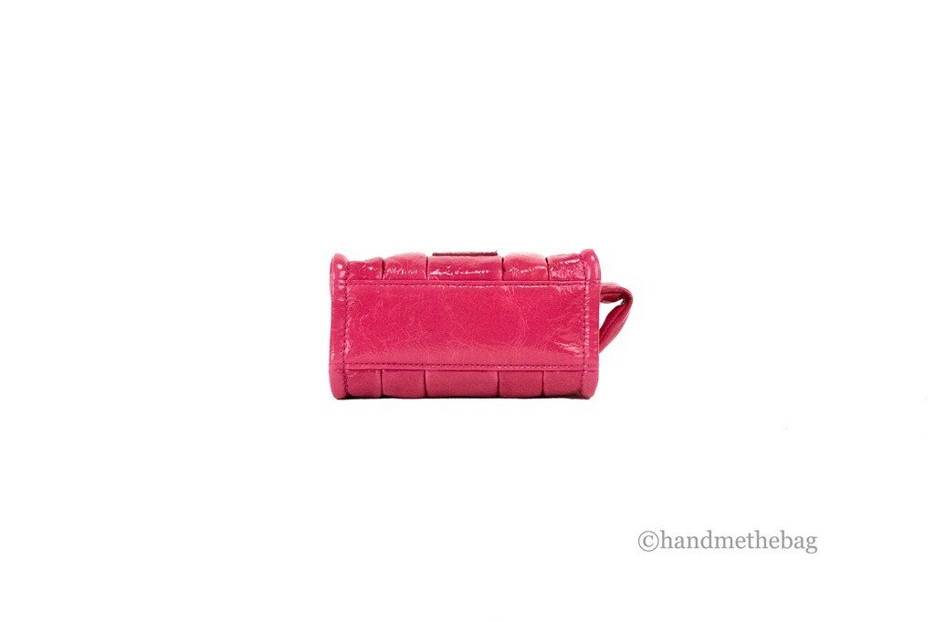 Marc Jacobs The Shiny Crinkle Micro Tote Magenta Leather Crossbody Bag Handbag - Image 4