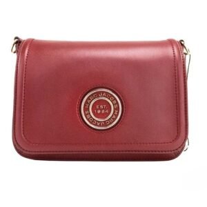 Marc Jacobs Medium Metal Signet Syrah Smooth Leather Flap Crossbody Purse Bag