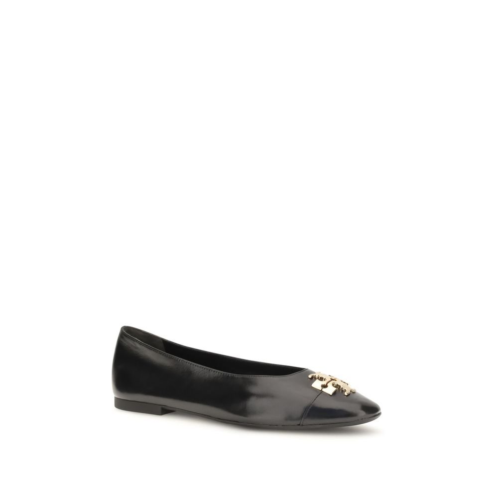 Tory Burch Black Calf Leather Bos Taurus Ballet Flats - Image 2