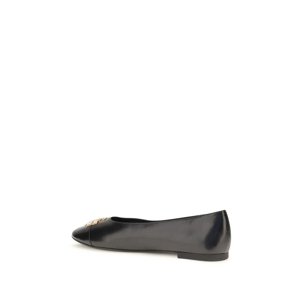 Tory Burch Black Calf Leather Bos Taurus Ballet Flats - Image 3