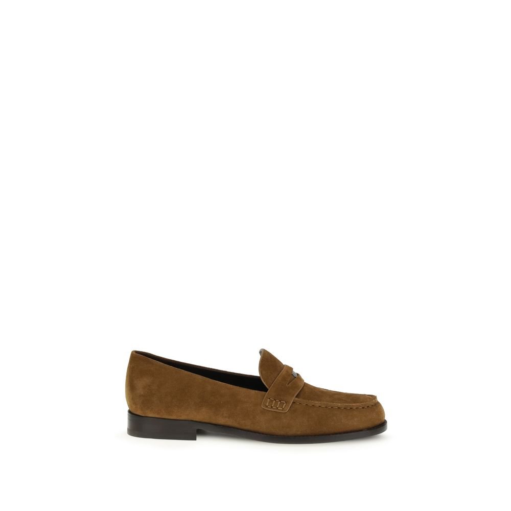 Tory Burch Beige Calf Leather Bos Taurus Slip-On Loafers