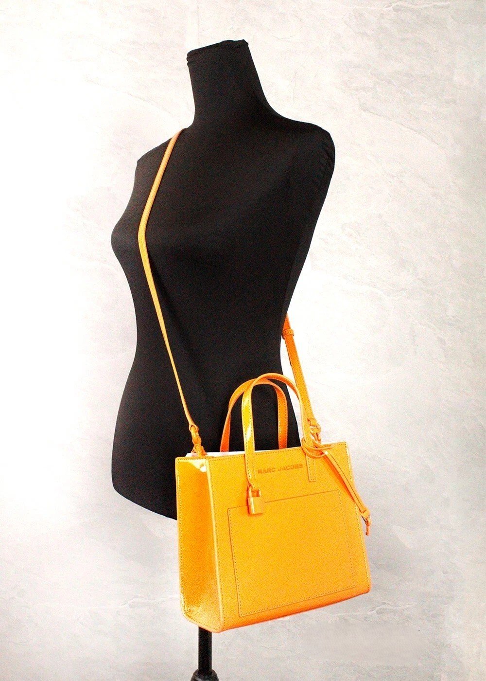 Marc Jacobs Mini Grind Scorched Patent Leather Crossbody Tote Bag Purse - Image 2